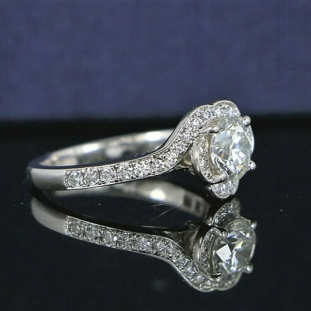 16867 Hearts On Fire 18K White Gold 0.79ct VS2 Round Diamond Engagement Ring - Picture 4 of 10